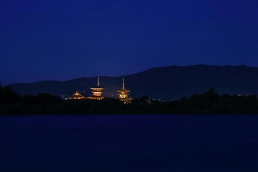 薬師寺ライトアップ 夜景 薬師寺ライトアップ 夜景の写真
