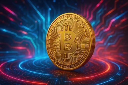 未来背景とビットコイン 未来背景とビットコインの写真