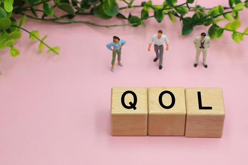 QOLと書かれたブロック qol,qualityoflife,クオリティオブライフの写真素材