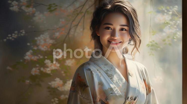 浴衣を着た女性 女性,着物,人物の写真素材