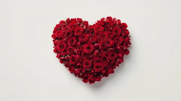 赤の薔薇で作ったハート 赤の薔薇で作ったハートの写真