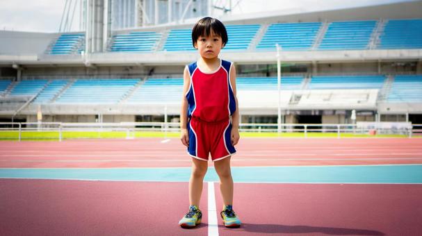 陸上競技を楽しむ少年2の写真