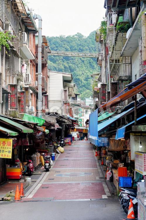 台湾新北市の烏来老街 台湾,烏来,烏来老街の写真素材