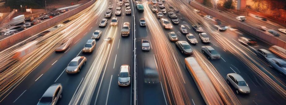 車の行き交う道路 車の行き交う道路の写真