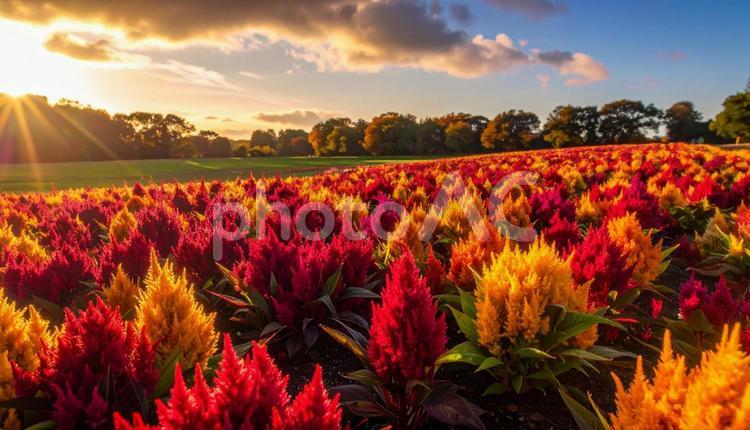 秋の花　ケイトウ　9月　10月 けいとう,秋,秋の草花の写真素材