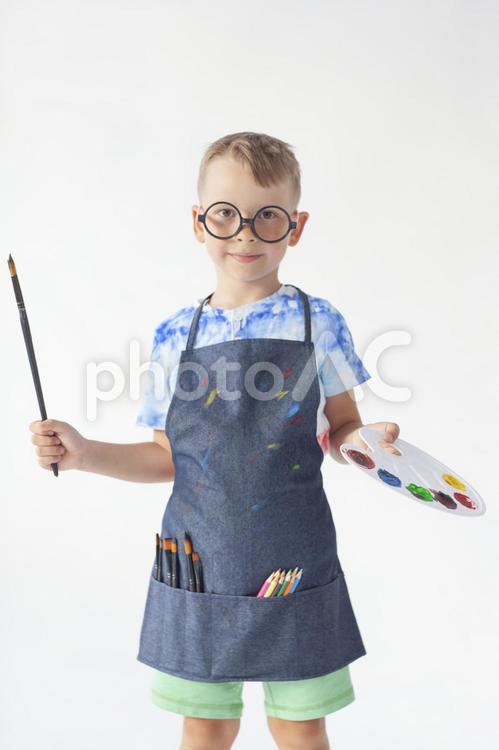 画家に扮した男の子 子ども,お仕事,職業の写真素材