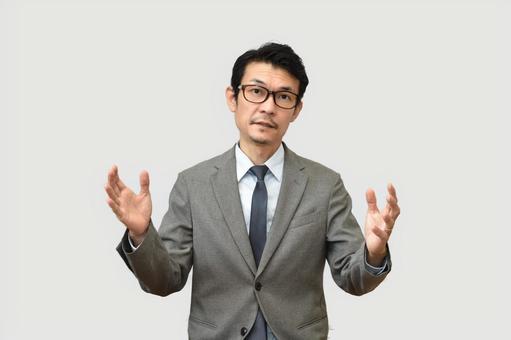 解説するビジネスマン（切り抜きパス） 男性,ビジネスマン,ビジネスの写真素材
