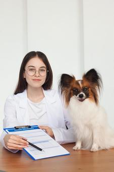 とと女性、記入された用紙 医療,予防,医者の写真素材