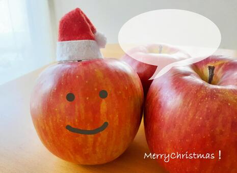 リンゴのサンタさんのクリスマスカード クリスマス,クリスマスカード,サンタクロースの写真素材