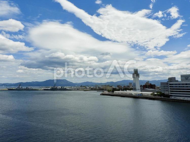 夏の青森港本港地区 青森港,青森市,青森県観光物産館アスパムの写真素材