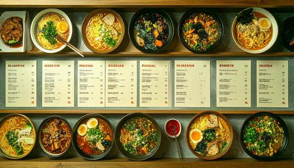 ラーメン屋の店頭に掲示されているメニュー ラーメン屋の店頭に掲示されているメニューの写真