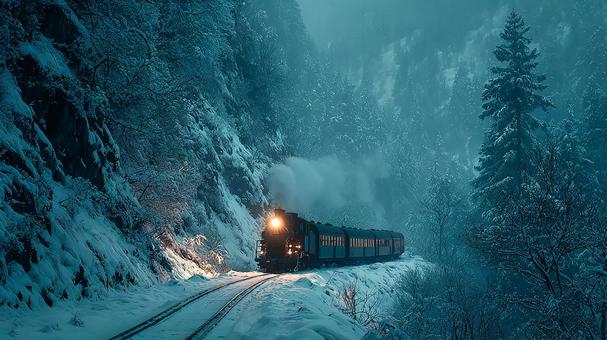 ロマンあふれる冬の鉄道の旅 ロマンあふれる冬の鉄道の旅の写真