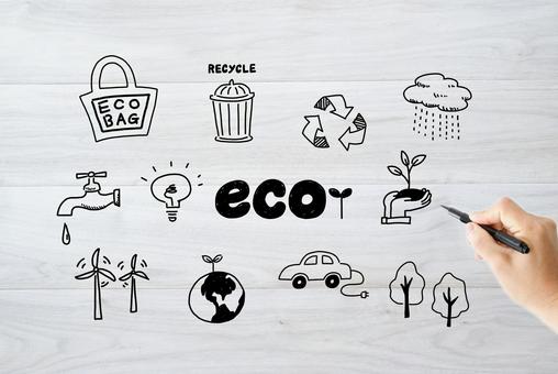 Eco illustration with black pen, living, bright, an illustration, JPG