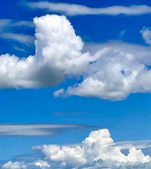 Photo, cloud cover, cumulonimbus, blue sky, 