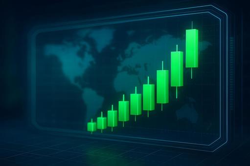 3D上昇ローソク足の写真