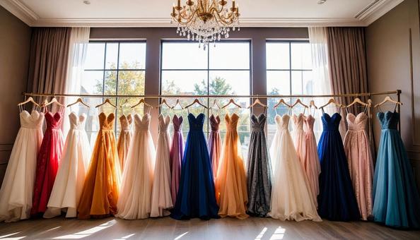 ドレスがかかる結婚式場のドレスルーム ドレスがかかる結婚式場のドレスルームの写真