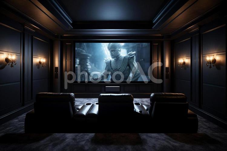 豪華なホームシアターの写真 映画,ホームシアター,シアタールームの写真素材