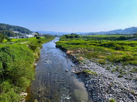 田舎の風景 田舎,川,河川の写真素材