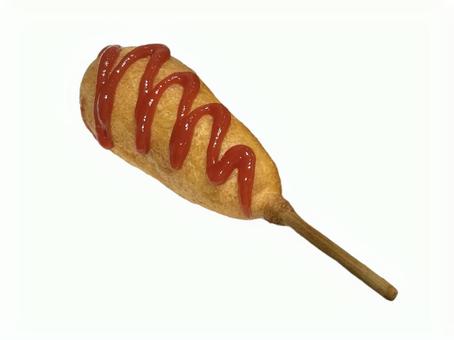アメリカンドッグ アメリカンドッグ,ケチャップ,棒付きの写真素材