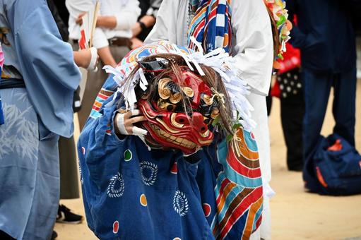 獅子 獅子 獅子,獅子舞,秋祭りの写真素材