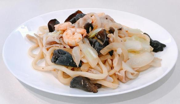 海鮮焼きうどん 海鮮焼きうどん,海鮮,海老の写真素材
