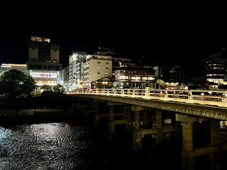 Photo, three bridges, kyoto, kamogawa, 