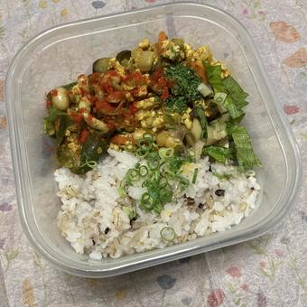 雑穀米と鶏キーマカレー弁当 雑穀米と鶏キーマカレー弁当 ごはん,お米,雑穀米の写真素材