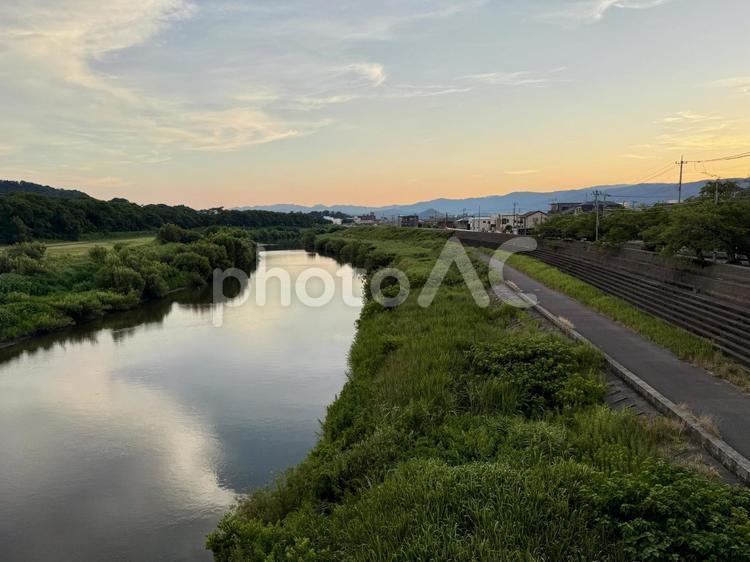 福井の夕暮れ　サンセット田舎 夕日,夕暮れ,サンセットの写真素材