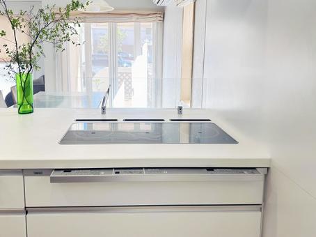 Photo, face-to-face kitchen, ih cooking heater, ih conditioner, 