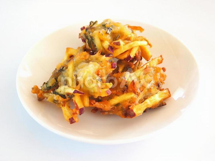 がね（かき揚げ）郷土料理 白背景 がね,かきあげ,かき揚げの写真素材