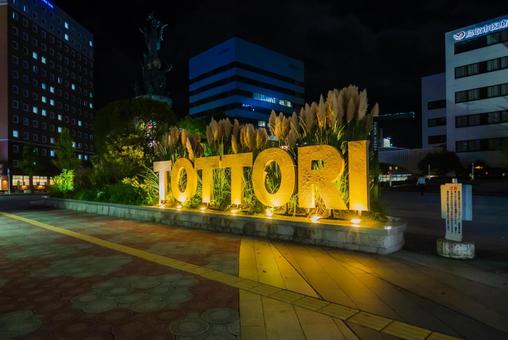 【鳥取】夜の鳥取駅周辺のモニュメントの写真