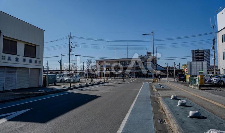 行田駅周辺の景色 行田駅,ロータリー,車の写真素材