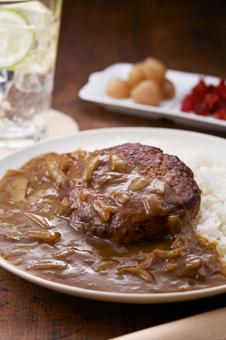 ハンバーグカレー ハンバーグカレー ハンバーグカレー,ハンバーグ,カレーの写真素材