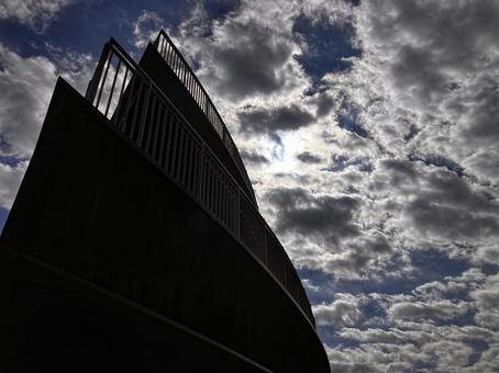 ふなばし三番瀬海浜公園３ 海浜公園,展望デッキ,青空の写真素材