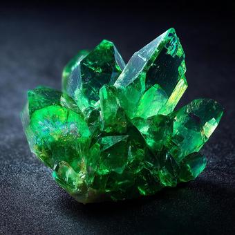 輝くエメラルドの結晶群 輝くエメラルドの結晶群の写真