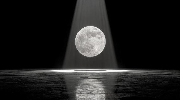 夜空を照らす、幻想的な光を放つ月 夜空を照らす、幻想的な光を放つ月の写真