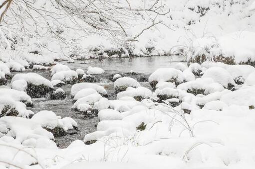 冬の渓流⑾ 冬,渓流,川の写真素材