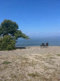 琵琶湖のビーチ 琵琶湖,ビーチ,湖の写真素材