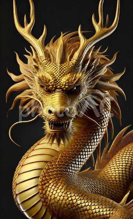 金の龍 龍,ドラゴン,金の写真素材