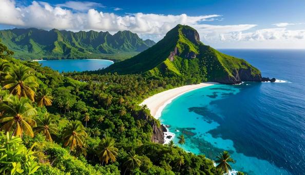 絶景 南国リゾート 海岸 山 青い海 絶景 南国リゾート 海岸 山 青い海の写真