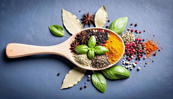 たくさんのスパイスの写真