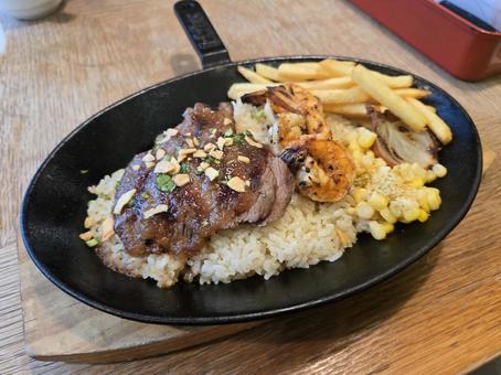 ランチ　BBQステーキ ランチ,食事,グルメの写真素材