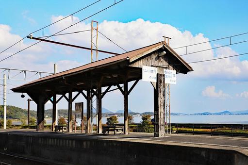 一畑電車 秋鹿町（あいかまち）駅1 秋鹿町駅,一畑電車,宍道湖畔の写真素材