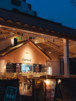 レストラン レストラン,屋外,イルミネーションの写真素材