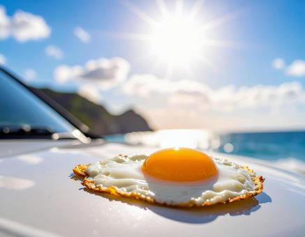 車 ボンネット 目玉焼き 車 ボンネット 目玉焼きの写真
