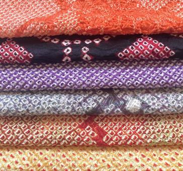 色とりどりの絞りの着物 裁縫,縫い物,着物の写真素材