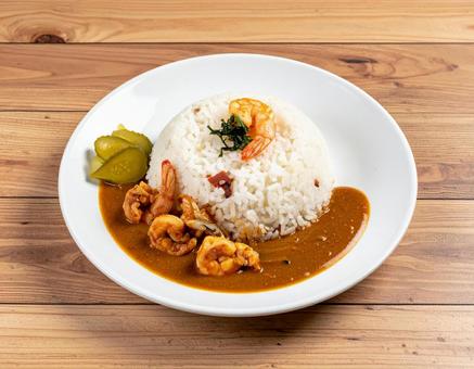 A full view of seafood curry in a multi-angle composition, seafood curry, fukujinake, curry and rice, JPG