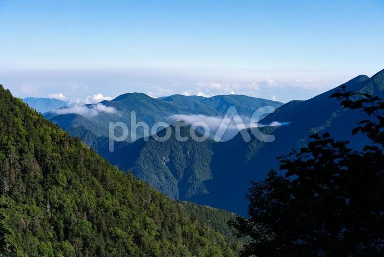 南アルプス鋸岳から北方へのびる稜線 南アルプス,稜線,山脈の写真素材