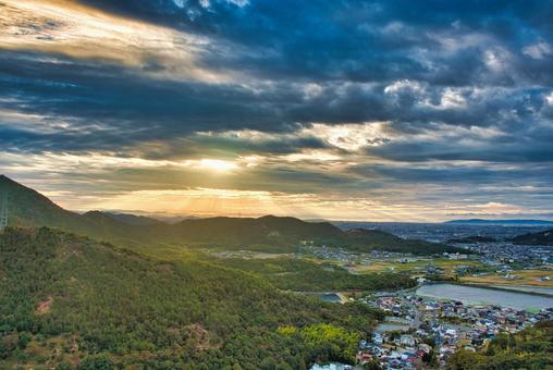 高御位山 播磨平野,山岳,平野の写真素材