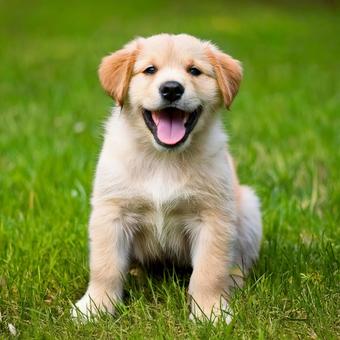 笑っている子犬 笑っている子犬の写真